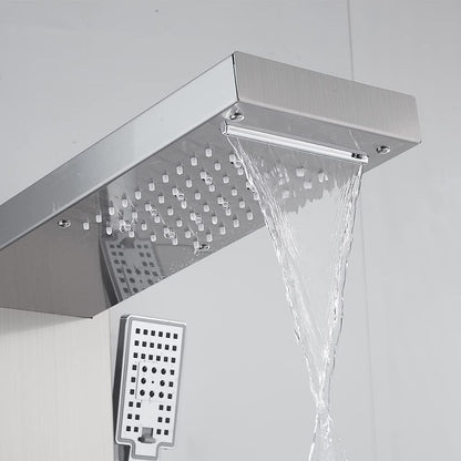 Douchepaneel – Douchekolom – Regendouche – Massage Douche – Handdouche – Roestvrijstaal Geborsteld – 8 Functies Inclusief Massage Nozzles – LED Verlichting & Temperatuurdisplay