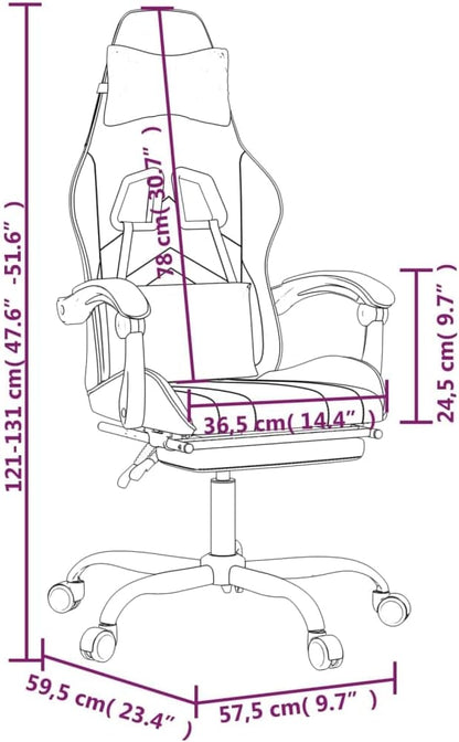 Gamingstoel – Gamestoel – Gaming Chair – Bureaustoel – Game Stoel – Kunstleer Zwart/Blauw – Verstelbare Rugleuning en Voetsteun