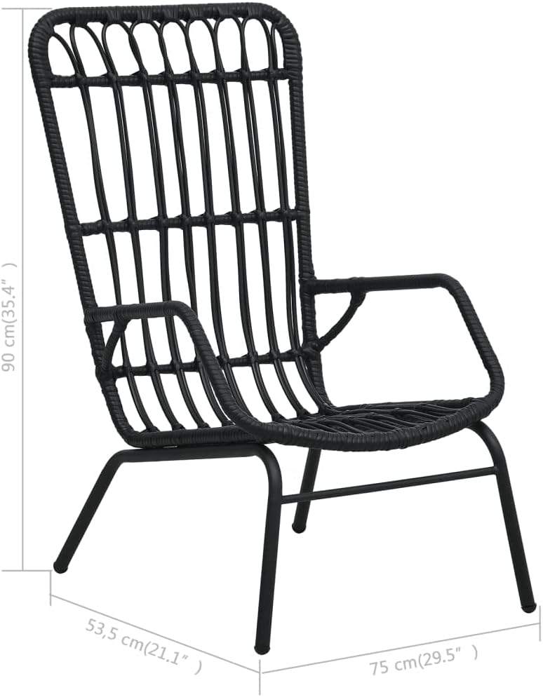 vidaXL Garden chair poly rattan black - QUORE