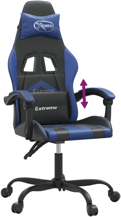 Gamingstoel – Bureaustoel – Game Chair – Gamerstoel – Zwart-Blauw – Verstelbare Rugleuning – Kunstleer Met Schuimvulling