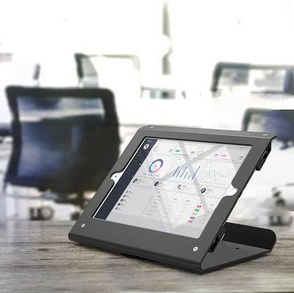 Retail iPad-Standaard Voor 10,2 Inch 9e 8e 7e Generatie, Zakelijke Desktop POS Standaard, Antidiefstal Kiosk Aanrecht Houder, 360° Draaibare Basis, Metaal, Zwart
