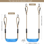 Schommelzitje - Schommels - Kinderschommel - 2 Stuks - Schommelplankje - voor Binnen - Buiten - met Verstelbaar Touw - Karabijnhaken - Kunststof - 18 x 15.5 x 44.5 cm - Blauw