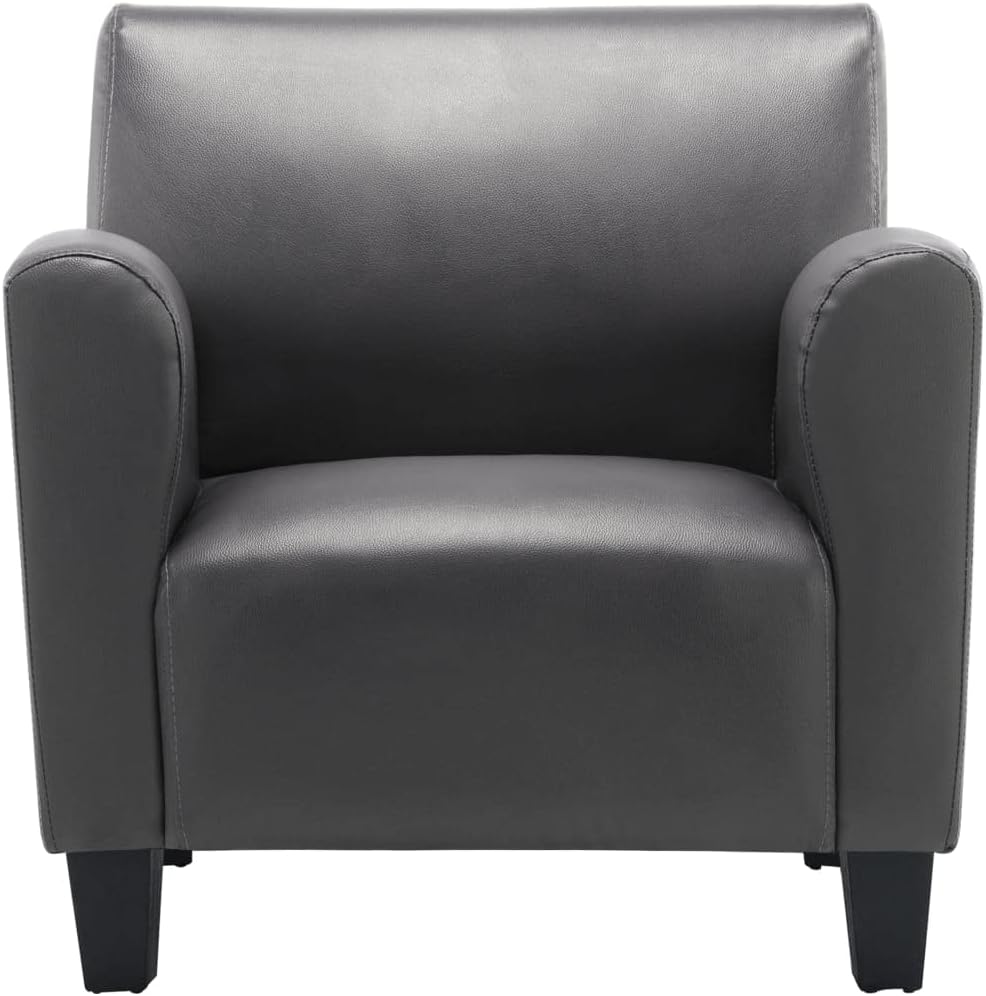 Fauteuil grijs kunstleer, loungestoel, televisiestoel, relaxstoel, bureaustoel, stoel voor slaapkamer, woonkamer, werkkamer, kantoor