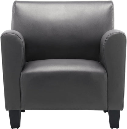 Fauteuil grijs kunstleer, loungestoel, televisiestoel, relaxstoel, bureaustoel, stoel voor slaapkamer, woonkamer, werkkamer, kantoor