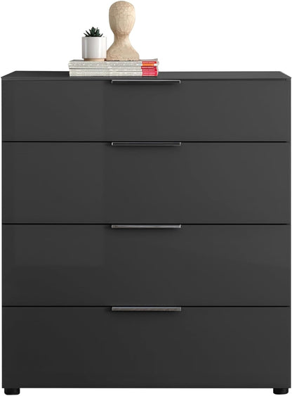 Ladekast – Dressoir – Opbergkast – Kast – Ladenkast – Antraciet Met Glasfront – 90x99x40 cm – Hout En Melamine