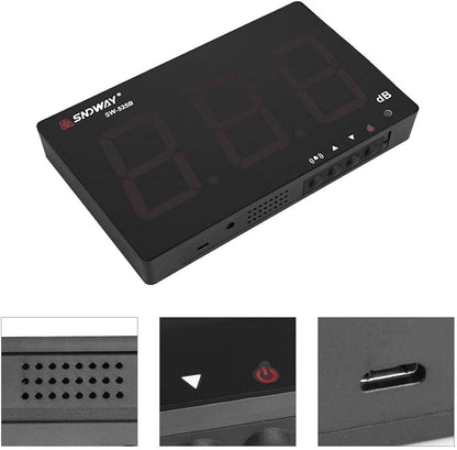 Geluidsniveau Meter – Decibelmeter – Geluidsmeter – Geluidmeter – Ruismeter – Muurhangend Wandmodel – 30-130 dB Meetbereik – 24,4 cm LCD-Scherm Met Alarm & Datalogger