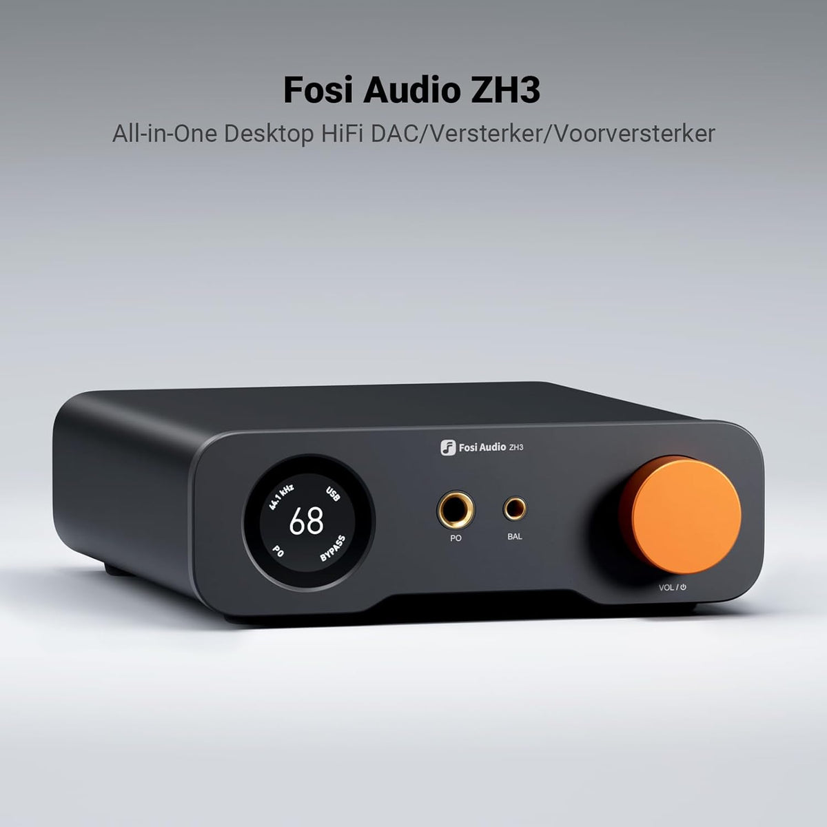 Fosi Audio ZH3 DAC-hoofdtelefoonversterker, Volledig Symmetrisch Voorversterker met AKM4493SEQ XMOS XU316 PCM 768 kHz voor Versterkers, USB/OPT/COAX/RCA/12V Trigger-in, XLR/RCA/4,4mm/6,35 mm-uit.