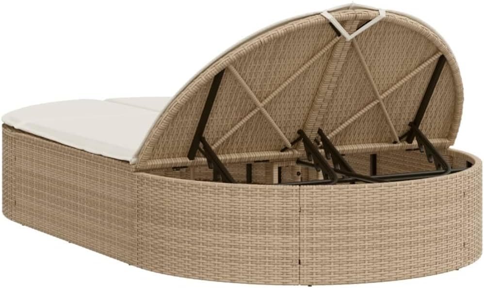 Garden Lounger with Padded Cushions and Adjustable Backrest, 3 Positions, PE Rattan and Steel Frame for Outdoor, Removable and Washable Covers - QUORE