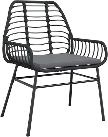 Tuinmeubelset, 5 stuks, zwart, polyrotan, zitgroep met stoelen en tafel, balkonmeubelset voor terras, tuin, balkon - QUORE