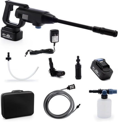 Draadloze Hogedrukreiniger – Accu Hogedrukspuit – Mobiele Waterreiniger – Tuinreiniger – Compacte Schoonmaakspuit – 21 V 4,0 Ah Lithium-Accu – Zelfaanzuigend Met Schuimpistool