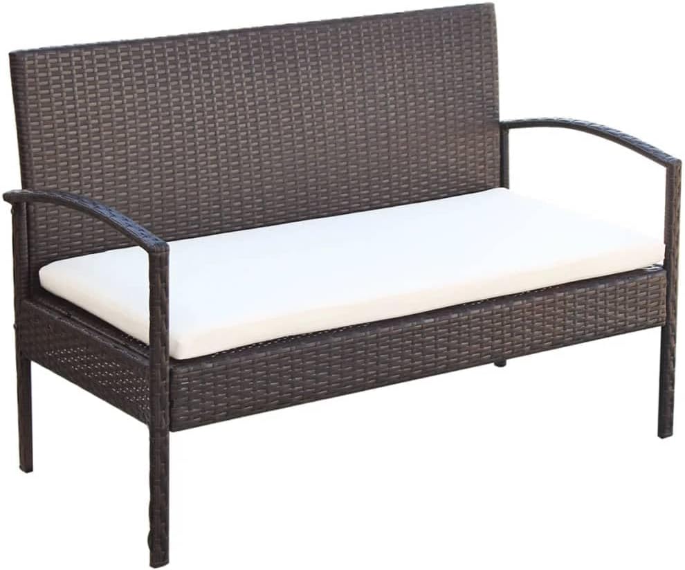 Lounge garden furniture set balcony furniture set garden lounge set 4-pcs. garden lounge set with cushions polyrattan brown - QUORE