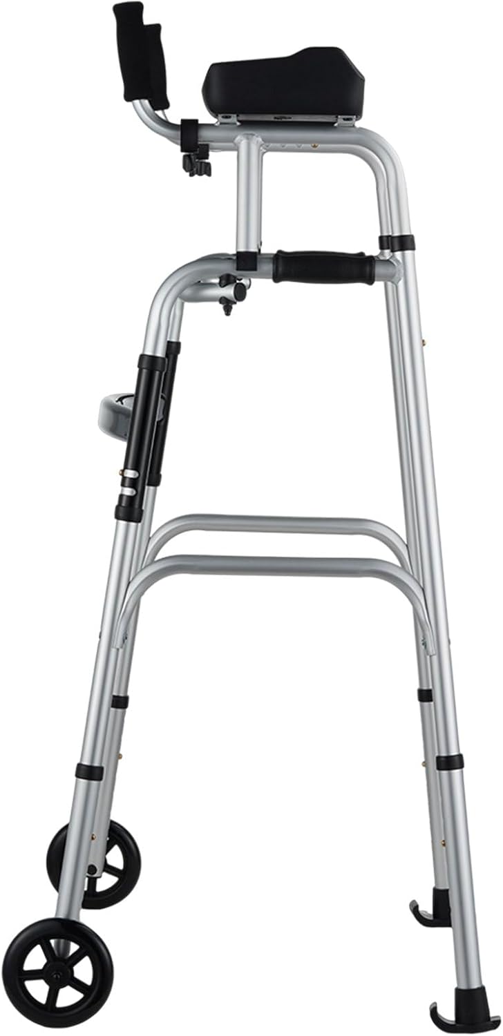 Opvouwbare rollator met onderarmsteun van aluminium voor ouderen en breekbare personen, inklapbaar, revalidatie, 8 hoogte-instellingen, medisch hulpmiddel klasse 1