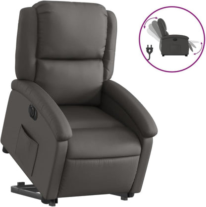 Relaxfauteuil Elektrisch – Sta-Op Stoel – TV Fauteuil – Elektrische Relaxstoel – Leren Relaxfauteuil – Stand-Up Aid – Echt Rundleer – 135 Graden Kantelfunctie