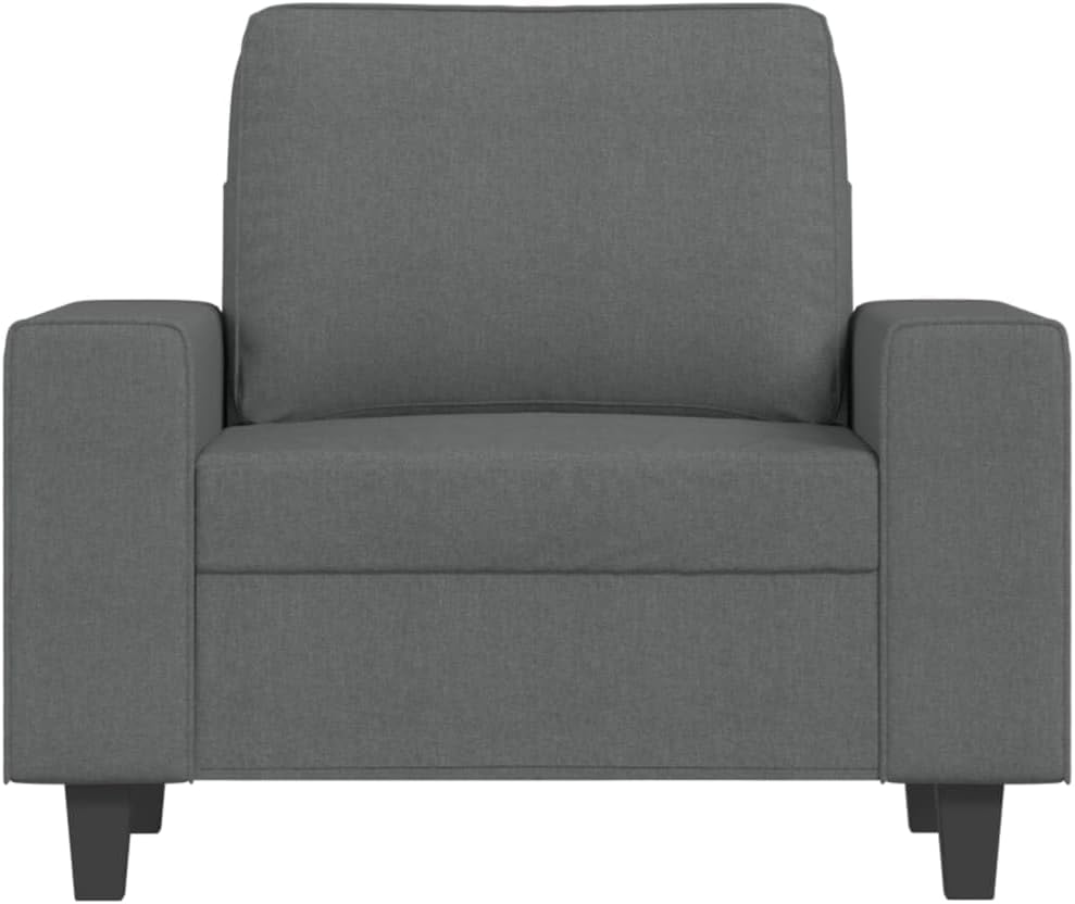 Fauteuil met kruk donkergrijs 60 cm stof beklede stoel relaxstoel comfortabel ontspannen modern design robuust frame