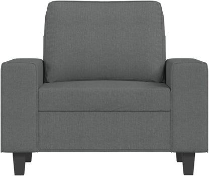 Fauteuil met kruk donkergrijs 60 cm stof beklede stoel relaxstoel comfortabel ontspannen modern design robuust frame