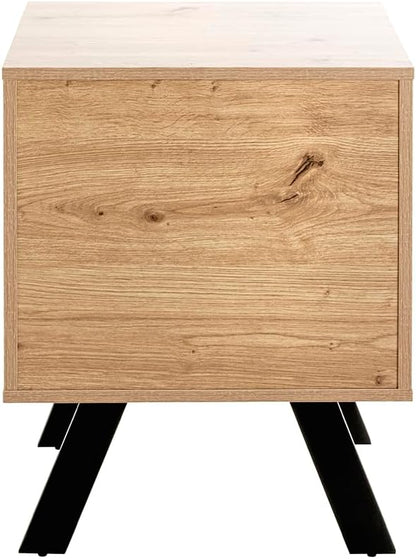 HAKU Console eiken, zwart, MDF, metaal - Maat: B 45 cm x H 60 cm x D 40 cm, Stijl: Modern
