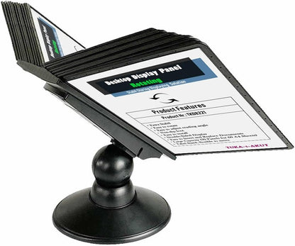 Tafelpresentatiesysteem – Tafelstandaard – Displaystandaard – Tafeldisplay – Presentatiestandaard – 30 A4-vakken, 360° Draaibaar En Verstelbare Kijkhoek – Zwart