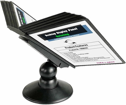 Tafelpresentatiesysteem – Tafelstandaard – Displaystandaard – Tafeldisplay – Presentatiestandaard – 30 A4-vakken, 360° Draaibaar En Verstelbare Kijkhoek – Zwart