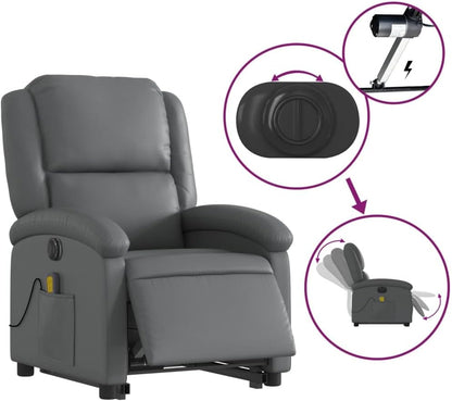 Electric Folding Massage Chair Made of Faux Leather Grey Relax Chair Recliner Chair Electric Relax Chair - QUORE