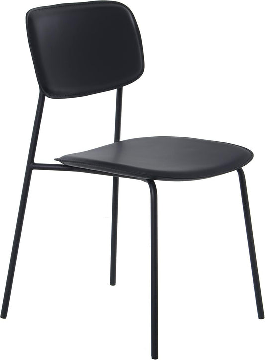DRW Set van 4 stoelen van PU en metaal in zwart, 43 x 48 x 78 cm, zithoogte 44 cm