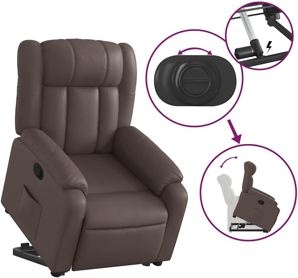 Relaxstoel met Opstahulp – Elektrische Stoel – Tv-Stoel – Ligstoel – Relaxfauteuil – Kunstleer Bekleding – Handmatige Ligfunctie – Stevig Frame