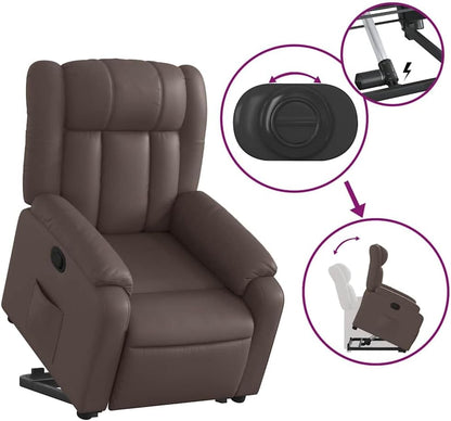 Relaxstoel met Opstahulp – Elektrische Stoel – Tv-Stoel – Ligstoel – Relaxfauteuil – Kunstleer Bekleding – Handmatige Ligfunctie – Stevig Frame