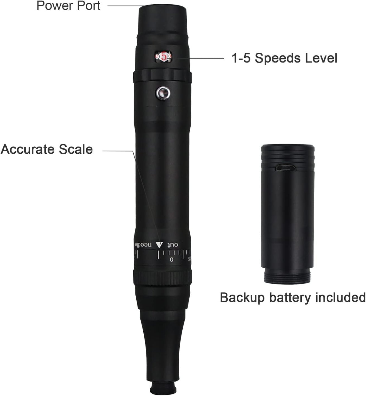 Microblading Batterij Permanente make-up Machine met 2 Microshading Backup Batterijen met 10 stuks Cartridge Naalden (Zwart)
