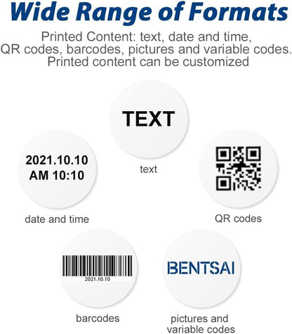 BENTSAI BT-HH6105B2 Draagbare labelprinter voor het afdrukken van QR-barcode, productiedatum, serienummer logo en serienummer op zakken van karton, hout, glas, kunststof (blauw)