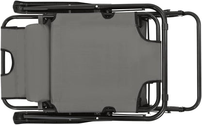 Zonne-ligstoel – Ligstoel – Tuinstoel – Strandstoel – Campingstoel – Inklapbaar – Weerbestendig 600D Polyester – Verstelbare Rugleuning en Voetensteun – Grijs – Set van 2