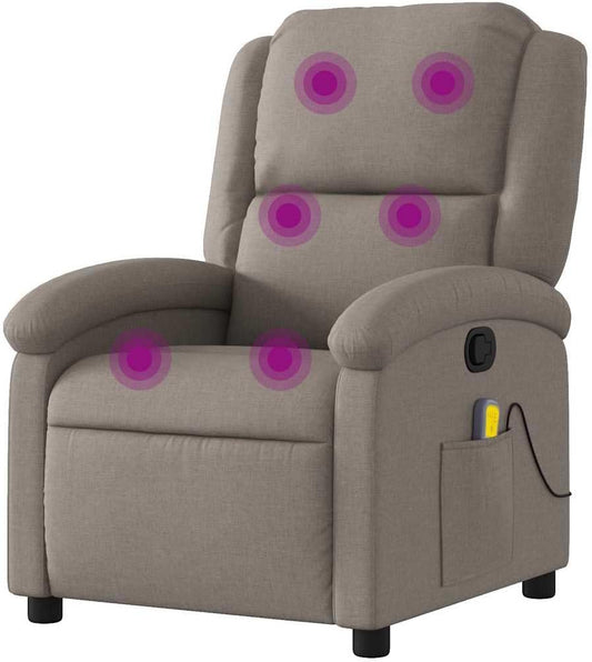 vidaXL Massage chair adjustable fabric taupe, sitting chair, armchair, armchair, armchair, armchair, chair, television chair, tv chair, tv chair, tv armchair, chair - QUORE