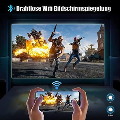 Beamer, Full HD 1080P 1200 ANSI lumen 5G WiFi Bluetooth beamer, 4K ondersteuning, led-thuisbioscoop, videoprojector 300 inch display, compatibel met Fire Stick smartphone, PS5 projector