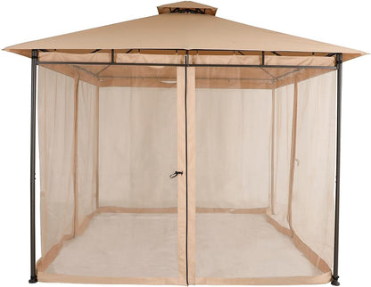 Sekey Paviljoen 3 x 3 cm, waterdicht, stabiel, winterbestendig, met 4 muggennetten, voor tuin, binnenplaats, terras, partytent, tuintent voor festivals, evenementen, feesten, picknick, kaki