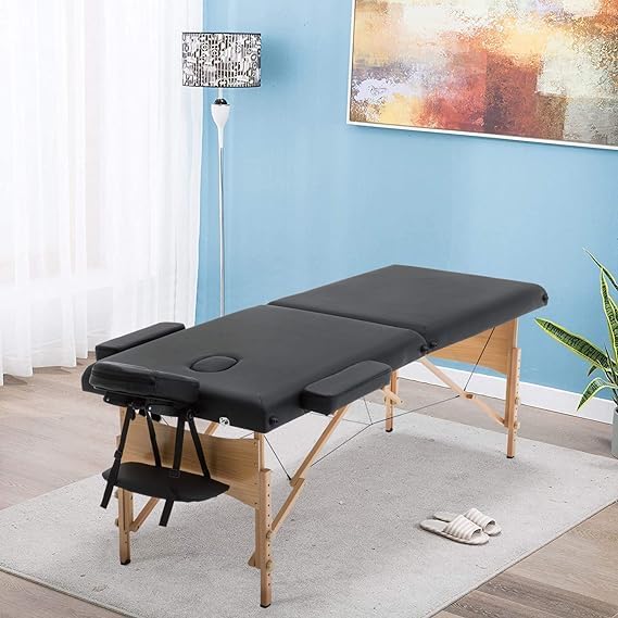 Massagetafel – Behandelbank – Massagebed – Verzorgingstafel – Wimpertafel – Zwart – 60 Cm Breed – Opvouwbaar – 8-Voudig Verstelbaar