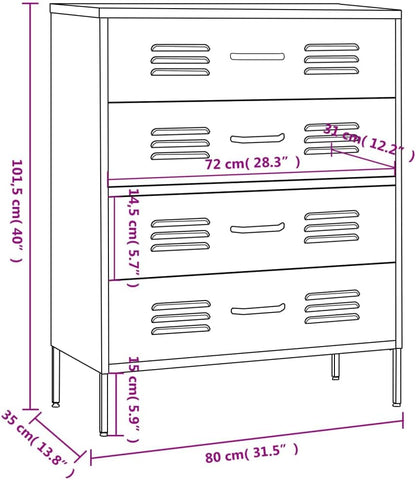 vidaXL Chest of drawers 80x35x101.6 cm steel olive green, chest of drawers, drawer cabinet, side cupboards, drawer cabinets, side cabinets, cupboards, cupboards, cupboards, cupboards