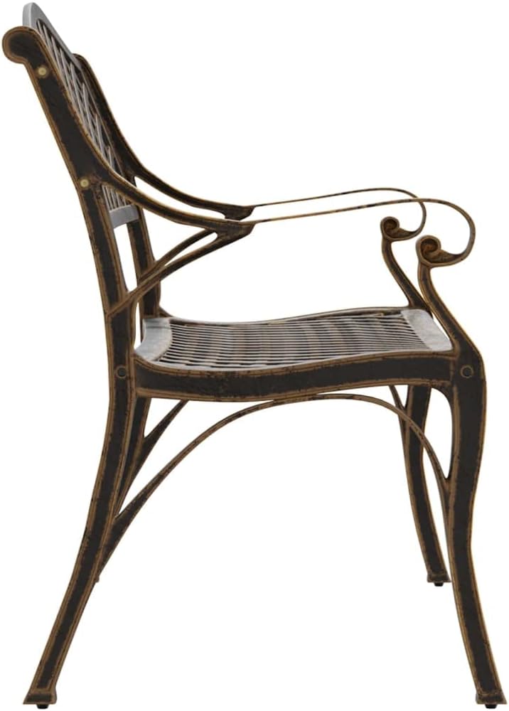 Loungebank – Zitbank Outdoor – Tuinbank – Lounge Meubel – Zonnebed – Gietaluminium – Weerbestendig – Compact 102 cm – Bronzen Design