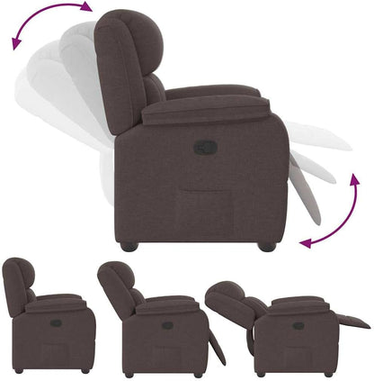 Relaxstoel donkerbruin stof TV fauteuil met ligfunctie, enkele ligstoel relaxstoel voor woonkamer, slaapkamer handmatig kantelsysteem mA10 - QUORE