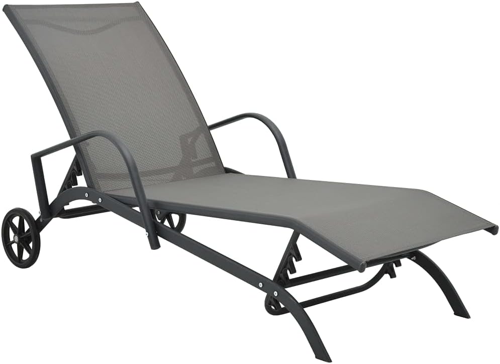 vidaXL Sun lounger Sun lounger Garden bed Loungebed Lounger Furniture Lounge furniture Lounge furniture Outdoor bed Garden Garden Furniture Steel Textilene - QUORE