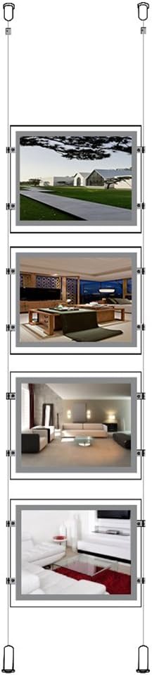 A4 (liggend formaat) kristal LED-achtergrondverlichting om op te hangen venster bord houder voor een kolom (4 stuks)