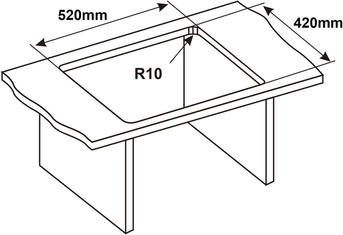 Ibergrif M85545B Spoelbak Keuken, Spoelbak met Afvoerfilter en Twee Bevestigingsgaten, Spoelbak Roestvrij Staal (55 x 45 cm), Zwart