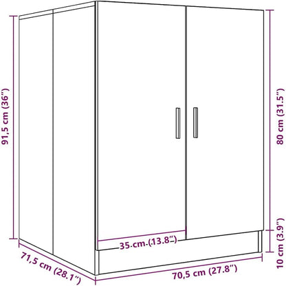 Wasmachinekast – Wasruimte Kast – Badkamerkast – Bijkeukenkast – Opbergkast – Oud Hout Kleur – 2 Deuren – Vochtbestendig & Duurzaam