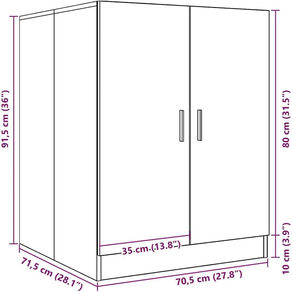 Wasmachinekast – Badkamerkast – Opbergkast – Kast – Waskast – Gerookt Eiken – Stevig Bemaakt Hout – Compact 71x71,5x91,5 cm