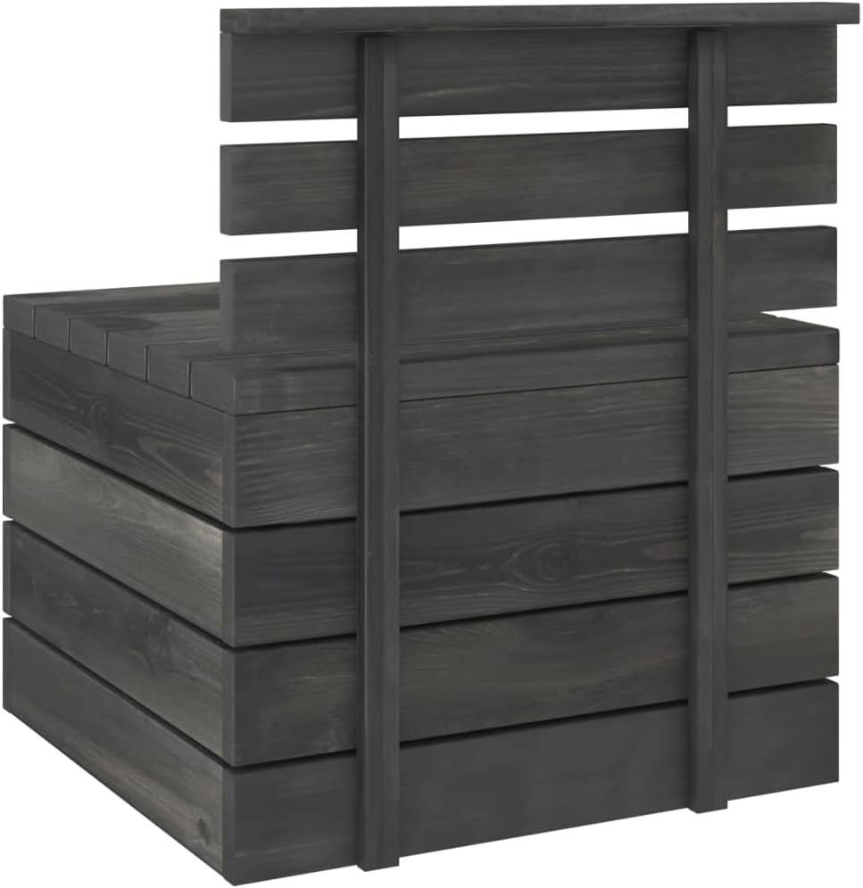Terrasmeubelen, tuinbank, meubelsets, lounge-set, loungemeubelen, 2-delig, tuinbankstel van pallets grenenhout, donkergrijs - QUORE