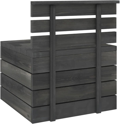 Terrasmeubelen, tuinbank, meubelsets, lounge-set, loungemeubelen, 2-delig, tuinbankstel van pallets grenenhout, donkergrijs - QUORE