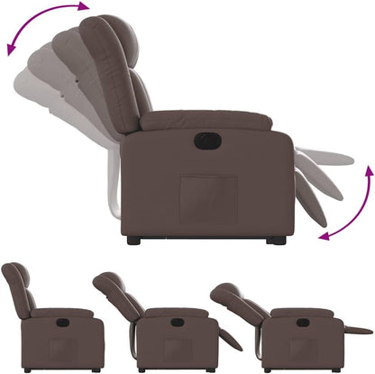Relaxstoel – Elektrische Fauteuil – TV-Stoel – Ligstoel – Opstahulp – Kunstleer – Bruin – Elektrisch Verstelbaar – Kantelsysteem