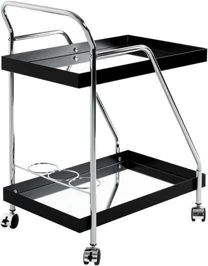HAKU Serveerwagen chroom, zwart, Metaal, spiegel - Maat: B 62 cm x H 84 cm x D 46 cm, Stijl: Modern