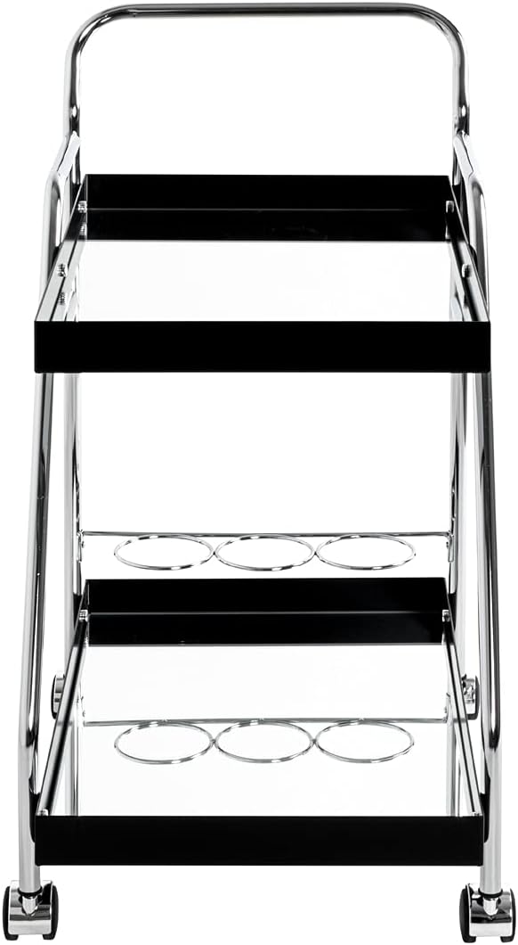 HAKU Serveerwagen chroom, zwart, Metaal, spiegel - Maat: B 62 cm x H 84 cm x D 46 cm, Stijl: Modern