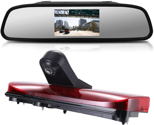 HD IP68 1280 pixels achteruitrijsysteem achteruitrijcamera remlicht passend met hoek verstelbare nachtversie IR-licht hoogdak dakcamera voor F o r d Transit Connect Van MPV SUV Bus + achteruitkijkspiegel