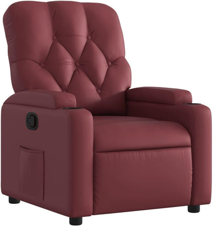 Leunstoel, wijnrood, kunstleer, meubelstuk voor woonkamer, fauteuil, relaxstoel, slaapkamerstoel, model 372507 - QUORE
