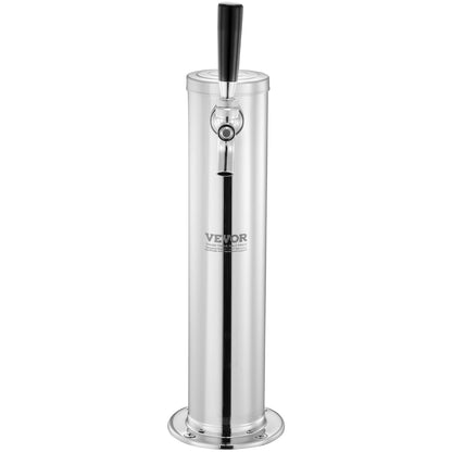 VEVOR Kegerator-toren-kit, enkele tap kraan-bierombouwset, roestvrijstalen biertoren tapsysteem met dubbele meter W21.8-regelaar en A-systeem vatkoppeling, bierdruppelbak voor feestjes thuis