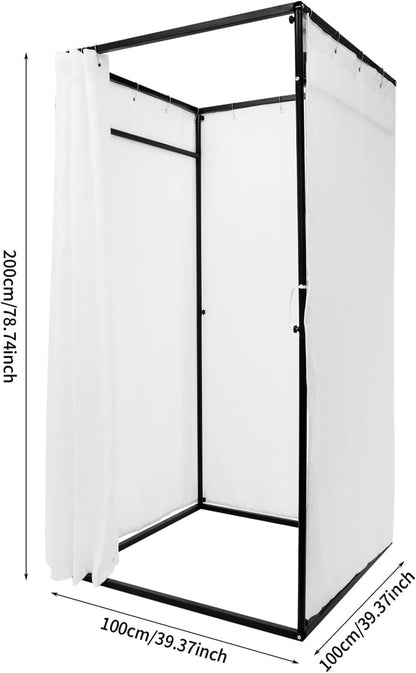 OUKANING Mobiele kleedcabine, vrijstaand, 100 x 100 x 200 cm, draagbaar vloerstaande kleedruimte, inkijkbescherming voor kledingwinkelcentra, kantoor, tuin, outdoor, wit - QUORE